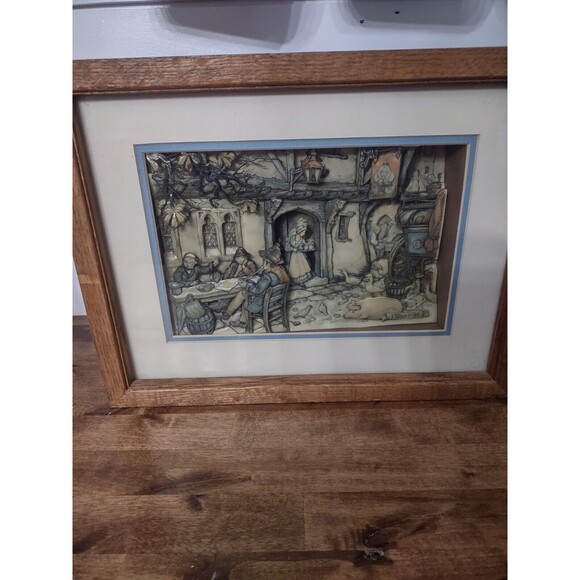 Vintage 1968 ANTON PIECK Framed & Matted 3D Art Print - Picture 1 of 8